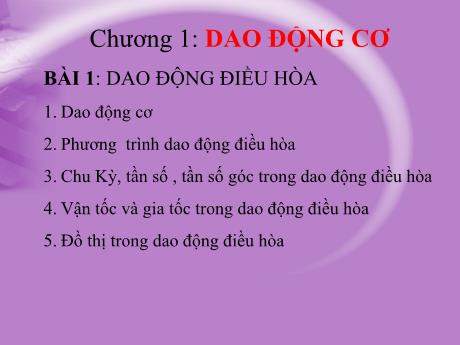 Bài giảng Vật lí 12 (cơ bản) - Bài 1: Dao động điều hòa