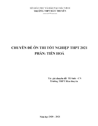 Chuyên đề Ôn thi tốt nghiệp THPT môn Sinh học - Phần: Tiến hoá