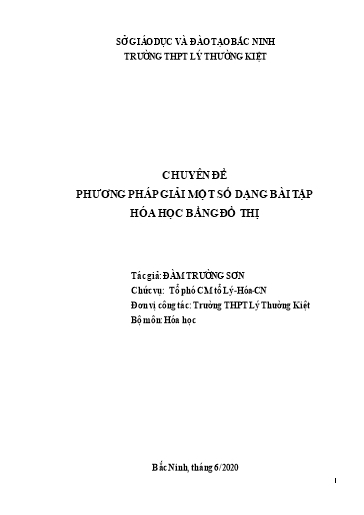 Chuyên đề Phương pháp giải một số dạng bài tập hóa học bằng đồ thị