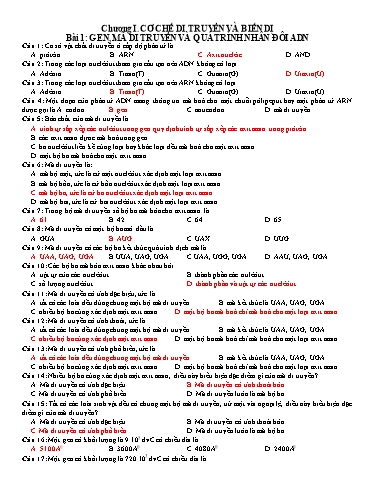 Đề cương ôn tập học kì 1 môn Sinh học 12 - Trường THPT Lý Thường Kiệt