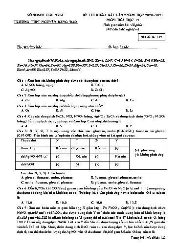 Đề khảo sát chất lượng (Lần 2) môn Hóa học 12 - Trường THPT Nguyễn Đăng Đạo 2020-2021 (Có đáp án)