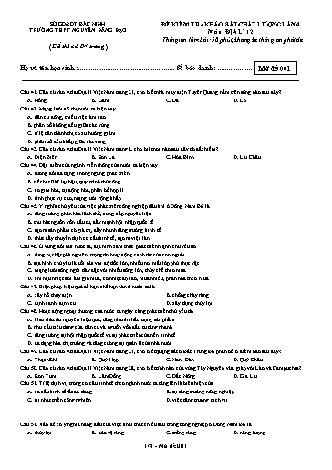 Đề khảo sát chất lượng (Lần 4) môn Địa lí 12 - Trường THPT Nguyễn Đăng Đạo 2021-2022 (Có đáp án)