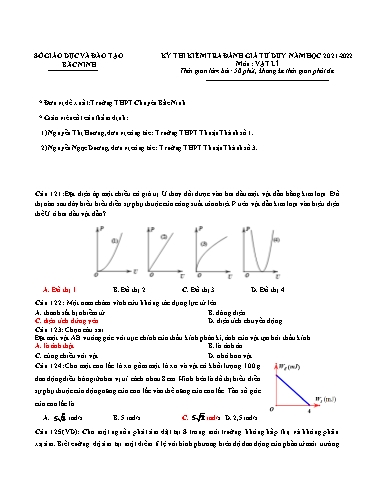 Đề ôn số 1 thi đánh giá năng lực năm 2022 môn Vật lí - Sở GD&ĐT Bắc Ninh (Có đáp án)