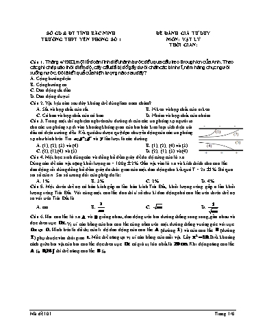 Đề ôn số 10 thi đánh giá năng lực năm 2022 môn Vật lí - Sở GD&ĐT Bắc Ninh (Có đáp án)