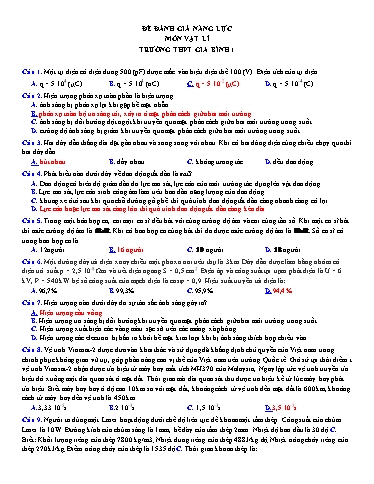 Đề ôn số 2 thi đánh giá năng lực năm 2022 môn Vật lí - Sở GD&ĐT Bắc Ninh (Có đáp án)
