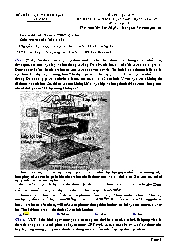 Đề ôn số 7 thi đánh giá năng lực năm 2022 môn Vật lí - Sở GD&ĐT Bắc Ninh (Có đáp án)