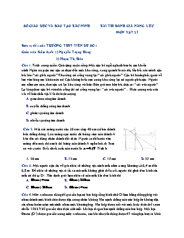 Đề ôn số 9 thi đánh giá năng lực năm 2022 môn Vật lí - Sở GD&ĐT Bắc Ninh (Có đáp án)