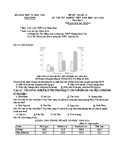 Đề ôn tập số 10 Kỳ thi TN THPT 2022 môn Địa lí - Sở GD&ĐT Bắc Ninh (Có đáp án)