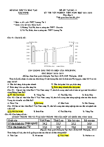 Đề ôn tập số 12 Kỳ thi TN THPT 2022 môn Địa lí - Sở GD&ĐT Bắc Ninh (Có đáp án)