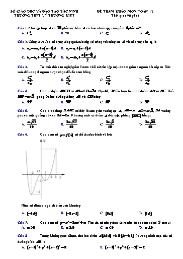 Đề ôn tập số 14 Kỳ thi TN THPT 2022 môn Toán - Trường THPT Lý Thường Kiệt (Có đáp án)