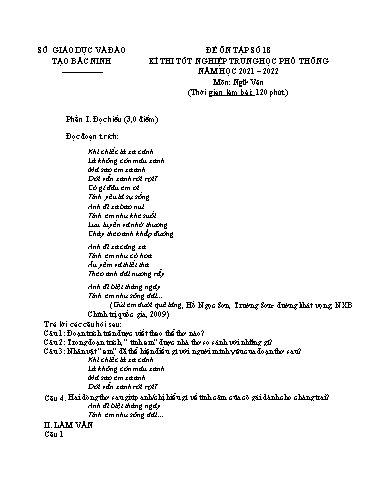 Đề ôn tập số 18 Kỳ thi TN THPT 2022 môn Ngữ văn - Sở GD&ĐT Bắc Ninh (Có đáp án)