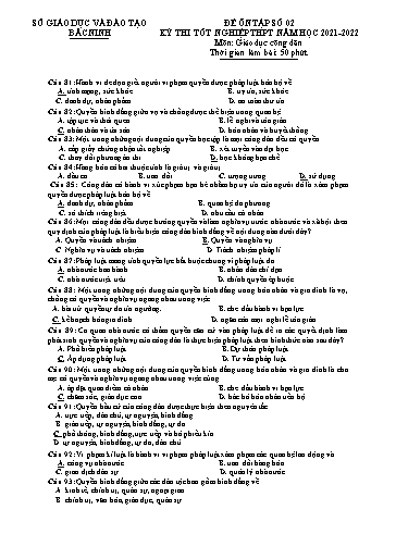 Đề ôn tập số 2 Kỳ thi TN THPT 2022 môn GDCD - Trường THPT Hoàng Quốc Việt (Có đáp án)