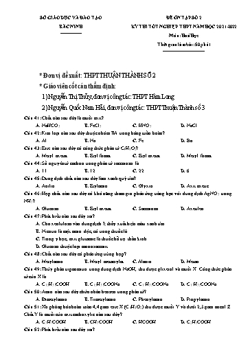 Đề ôn tập số 2 Kỳ thi TN THPT 2022 môn Hóa học - Trường THPT Thuận Thành 2 (Có đáp án)