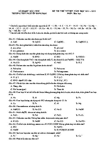Đề ôn tập số 21 Kỳ thi TN THPT 2022 môn Hóa học - Trường THPT Nguyễn Đăng Đạo (Có đáp án)
