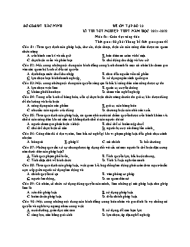 Đề ôn tập số 23 Kỳ thi TN THPT 2022 môn GDCD - Trường THPT Ngô Gia Tự (Có đáp án)