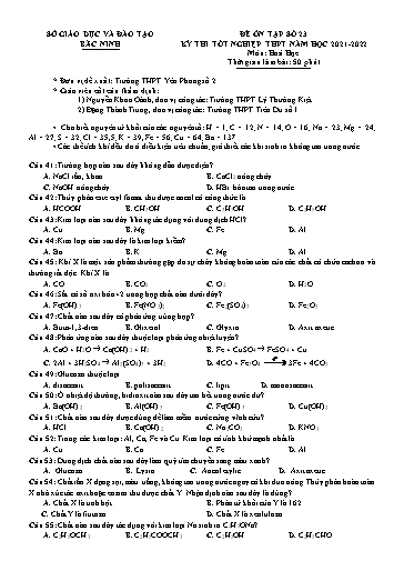 Đề ôn tập số 23 Kỳ thi TN THPT 2022 môn Hóa học - Trường THPT Yên Phong số 2 (Có đáp án)