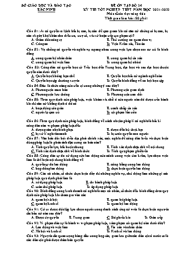 Đề ôn tập số 24 Kỳ thi TN THPT 2022 môn GDCD - Trường THPT Lương Tài (Có đáp án)