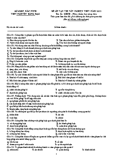 Đề ôn tập số 26 Kỳ thi TN THPT 2022 môn GDCD - Trường THPT Nguyễn Đăng Đạo (Có đáp án)