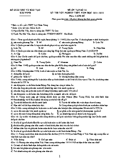 Đề ôn tập số 26 Kỳ thi TN THPT 2022 môn Lịch sử - Sở GD&ĐT Bắc Ninh (Có đáp án)