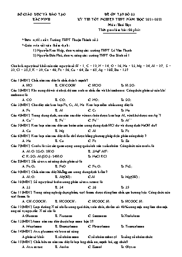 Đề ôn tập số 3 Kỳ thi TN THPT 2022 môn Hóa học - Trường THPT Thuận Thành 3 (Có đáp án)