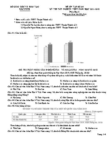 Đề ôn tập số 4 Kỳ thi TN THPT 2022 môn Địa lí - Sở GD&ĐT Bắc Ninh (Có đáp án)