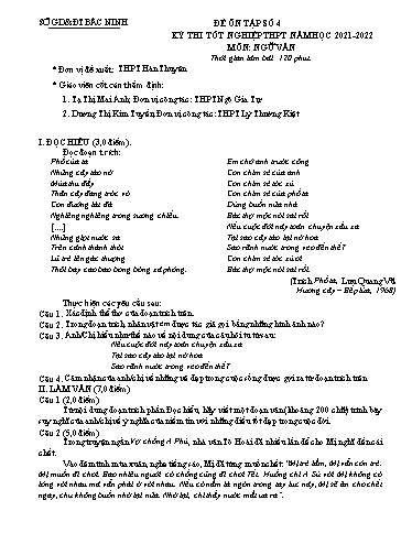 Đề ôn tập số 4 Kỳ thi TN THPT 2022 môn Ngữ văn - Sở GD&ĐT Bắc Ninh (Có đáp án)