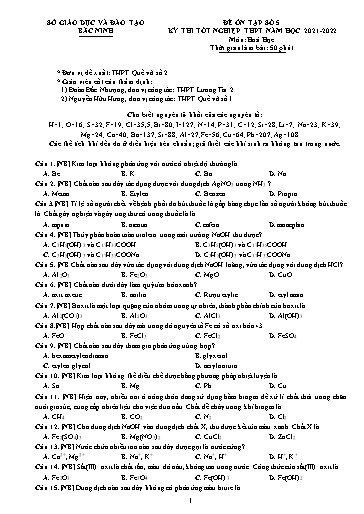 Đề ôn tập số 5 Kỳ thi TN THPT 2022 môn Hóa học - Trường THPT Quế Võ số 2 (Có đáp án)