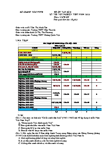 Đề ôn tập số 5 Kỳ thi tốt nghiệp THPT 2023 môn Lịch sử - Sở GD&ĐT Bắc Ninh (Có đáp án)