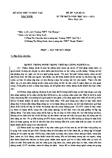 Đề ôn tập số 52 Kỳ thi TN THPT 2022 môn Ngữ văn - Sở GD&ĐT Bắc Ninh (Có đáp án)