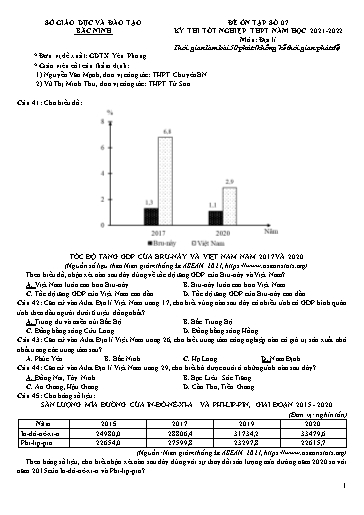 Đề ôn tập số 7 Kỳ thi TN THPT 2022 môn Địa lí - Sở GD&ĐT Bắc Ninh (Có đáp án)