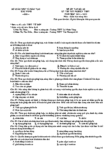 Đề ôn tập số 8 Kỳ thi TN THPT 2022 môn GDCD - Trường THPT Từ Sơn (Có đáp án)