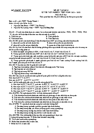 Đề ôn tập số 8 Kỳ thi TN THPT 2022 môn Sinh học - Sở GD&ĐT Bắc Ninh (Có đáp án)