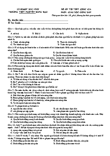 Đề ôn thi THPT Quốc gia 2020 môn GDCD - Trường THPT Nguyễn Đăng Đạo (Có đáp án)