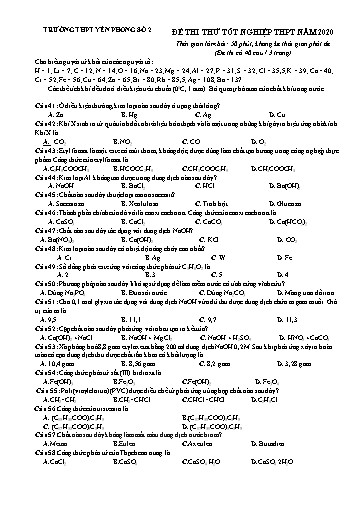 Đề ôn thi THPT Quốc gia 2020 môn Hóa học - Trường THPT Yên Phong số 2 (Có đáp án)