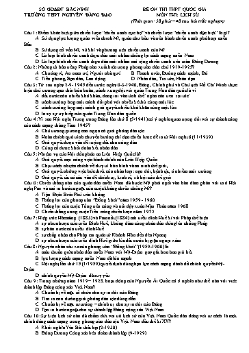 Đề ôn thi THPT Quốc gia 2020 môn Lịch sử - Trường THPT Nguyễn Đăng Đạo (Có đáp án)