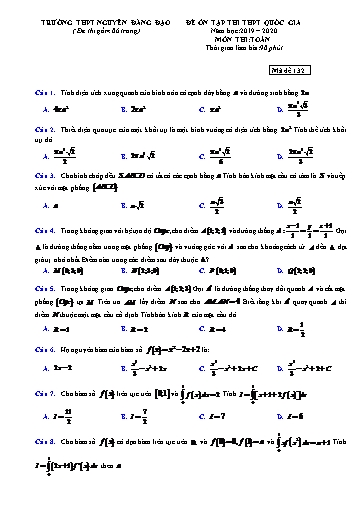 Đề ôn thi THPT Quốc gia 2020 môn Toán - Trường THPT Nguyễn Đăng Đạo (Có đáp án)