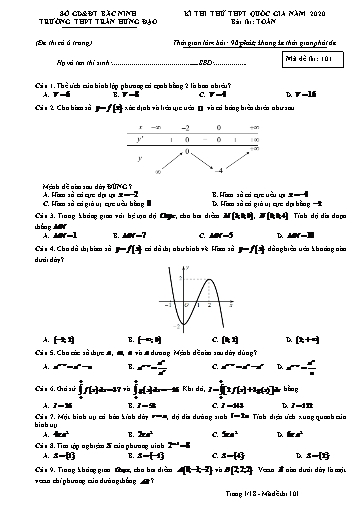 Đề ôn thi THPT Quốc gia 2020 môn Toán - Trường THPT Trần Hưng Đạo (Có đáp án)