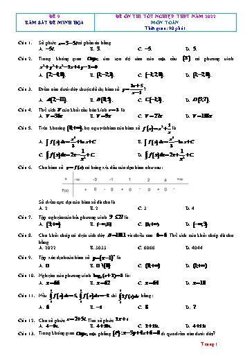 Đề ôn thi TN THPT 2022 môn Toán - Trường THPT Lý Thường Kiệt (Có đáp án)