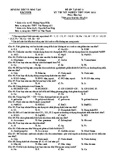Đề ôn thi TN THPT 2023 môn Hóa học - Trường THPT Yên Phong số 2 (Có đáp án)