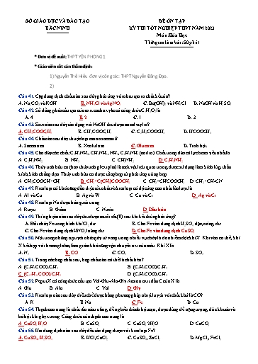 Đề ôn thi TN THPT 2023 môn Hóa học - Trường THPT Yên Phong số 1 (Có đáp án)