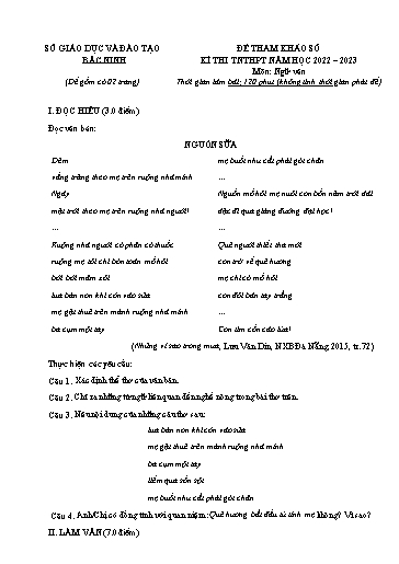 Đề ôn thi TN THPT 2023 môn Ngữ văn - Trường THPT Yên Phong số 1 (Có đáp án)