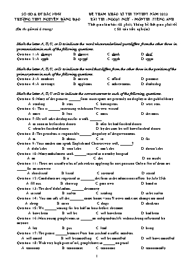 Đề ôn thi TN THPT 2023 môn Tiếng Anh - Trường THPT Nguyễn Đăng Đạo (Có đáp án)