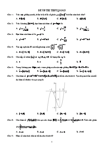 Đề ôn thi TN THPT 2023 môn Toán - Trường THPT Yên Phong số 1 (Có đáp án)