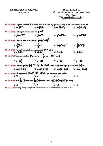 Đề ôn thi TN THPT 2023 môn Toán - Trường THPT Yên Phong số 2 (Có đáp án)