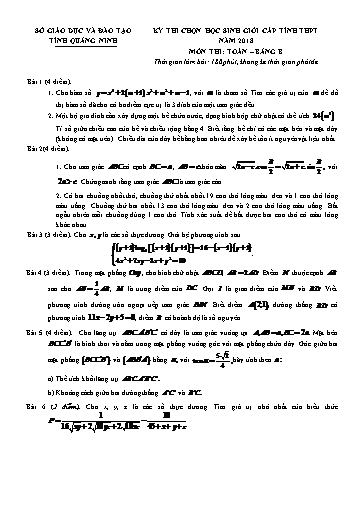 Đề thi chọn HSG cấp tỉnh THPT môn Toán (Bảng B) - Sở GD&ĐT Quảng Ninh 2018-2019 (Có đáp án)