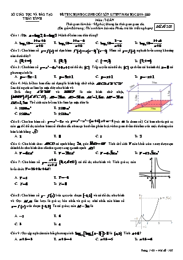 Đề thi chọn HSG Lớp 12 THPT môn Toán - Sở GD&ĐT Thái Bình 2019-2020 (Có đáp án)