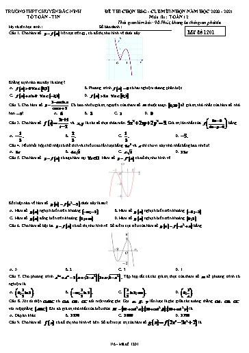 Đề thi chọn HSG môn Toán 12 - Trường THPT chuyên Bắc Ninh 2020-2021 (Có đáp án)
