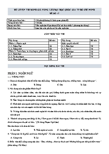 Đề thi đánh giá năng lực Đại học Quốc gia TP HCM 2022 - Đề số 17 (Có đáp án)
