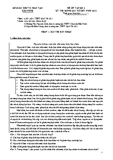 Đề thi đánh giá năng lực năm 2022 môn Toán - Trường THPT Quế Võ số 1 (Có đáp án)