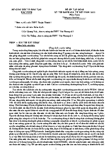 Đề thi đánh giá năng lực năm 2022 môn Toán - Trường THPT Thuận Thành 1 (Có đáp án)